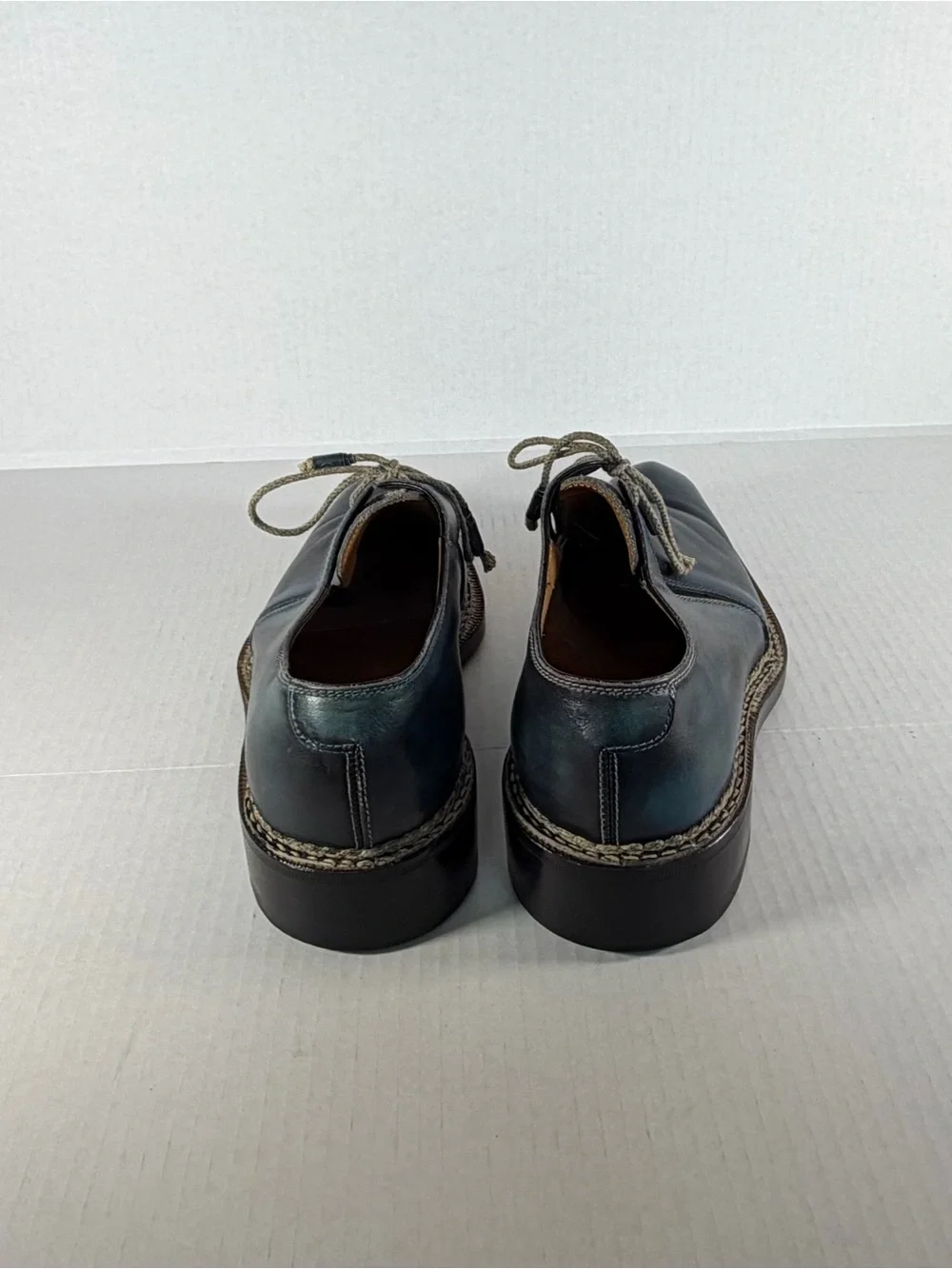 Bettanin & Venturi Handmade Men's Leather Derby Shoes in Deep Navy